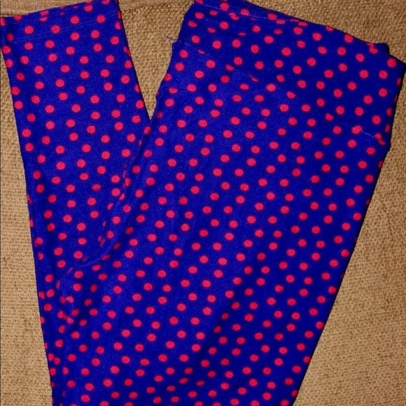 LLR OS Purple POLKA DOT Leggings - Picture 1 of 5